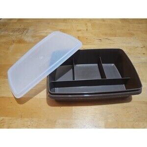 Tupperware Tuppercraft Stow N Go Brown Divided Container & Lid - No Insert 767